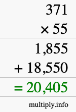 How to calculate 371 times 55 using long multiplication How to calculate 371 times 55 using long multiplication