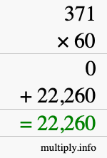 How to calculate 371 times 60 using long multiplication