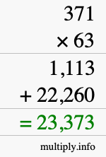 How to calculate 371 times 63 using long multiplication