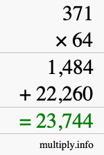 How to calculate 371 times 64 using long multiplication