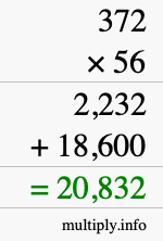 How to calculate 372 times 56 using long multiplication How to calculate 372 times 56 using long multiplication