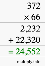 How to calculate 372 times 66 using long multiplication