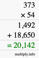 How to calculate 373 times 54 using long multiplication