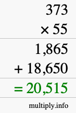 How to calculate 373 times 55 using long multiplication How to calculate 373 times 55 using long multiplication