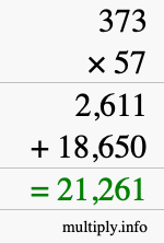 How to calculate 373 times 57 using long multiplication How to calculate 373 times 57 using long multiplication