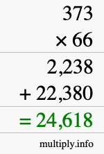 How to calculate 373 times 66 using long multiplication