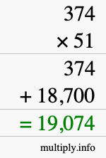 How to calculate 374 times 51 using long multiplication How to calculate 374 times 51 using long multiplication