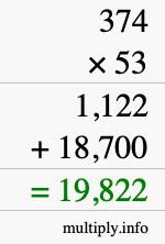 How to calculate 374 times 53 using long multiplication How to calculate 374 times 53 using long multiplication