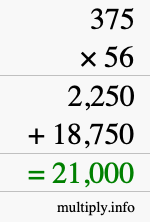 How to calculate 375 times 56 using long multiplication