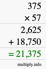 How to calculate 375 times 57 using long multiplication How to calculate 375 times 57 using long multiplication