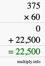 How to calculate 375 times 60 using long multiplication How to calculate 375 times 60 using long multiplication