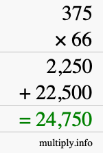 How to calculate 375 times 66 using long multiplication