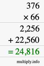 How to calculate 376 times 66 using long multiplication