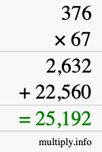 How to calculate 376 times 67 using long multiplication