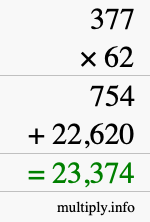 How to calculate 377 times 62 using long multiplication How to calculate 377 times 62 using long multiplication
