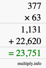 How to calculate 377 times 63 using long multiplication How to calculate 377 times 63 using long multiplication