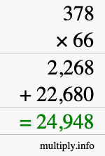 How to calculate 378 times 66 using long multiplication
