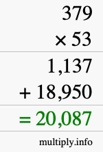 How to calculate 379 times 53 using long multiplication How to calculate 379 times 53 using long multiplication
