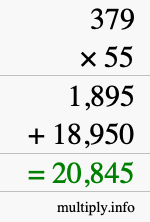 How to calculate 379 times 55 using long multiplication How to calculate 379 times 55 using long multiplication