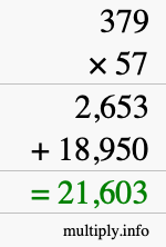 How to calculate 379 times 57 using long multiplication How to calculate 379 times 57 using long multiplication