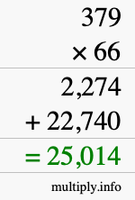 How to calculate 379 times 66 using long multiplication