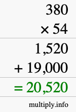 How to calculate 380 times 54 using long multiplication How to calculate 380 times 54 using long multiplication