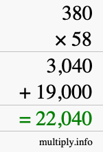 How to calculate 380 times 58 using long multiplication How to calculate 380 times 58 using long multiplication