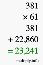 How to calculate 381 times 61 using long multiplication How to calculate 381 times 61 using long multiplication
