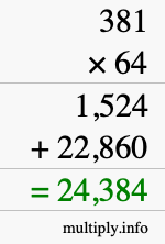 How to calculate 381 times 64 using long multiplication How to calculate 381 times 64 using long multiplication