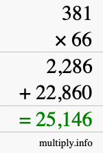 How to calculate 381 times 66 using long multiplication