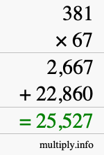 How to calculate 381 times 67 using long multiplication How to calculate 381 times 67 using long multiplication