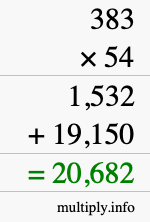 How to calculate 383 times 54 using long multiplication How to calculate 383 times 54 using long multiplication