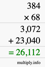 How to calculate 384 times 68 using long multiplication