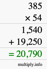 How to calculate 385 times 54 using long multiplication How to calculate 385 times 54 using long multiplication