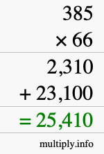 How to calculate 385 times 66 using long multiplication