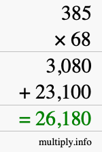 How to calculate 385 times 68 using long multiplication