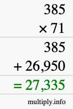 How to calculate 385 times 71 using long multiplication