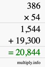 How to calculate 386 times 54 using long multiplication How to calculate 386 times 54 using long multiplication
