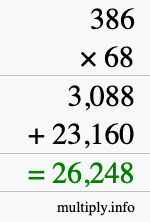 How to calculate 386 times 68 using long multiplication