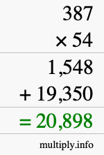 How to calculate 387 times 54 using long multiplication How to calculate 387 times 54 using long multiplication