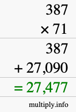 How to calculate 387 times 71 using long multiplication