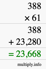 How to calculate 388 times 61 using long multiplication How to calculate 388 times 61 using long multiplication