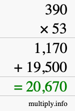 How to calculate 390 times 53 using long multiplication How to calculate 390 times 53 using long multiplication