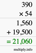 How to calculate 390 times 54 using long multiplication How to calculate 390 times 54 using long multiplication