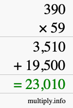 How to calculate 390 times 59 using long multiplication