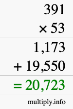 How to calculate 391 times 53 using long multiplication How to calculate 391 times 53 using long multiplication