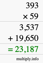 How to calculate 393 times 59 using long multiplication