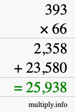How to calculate 393 times 66 using long multiplication