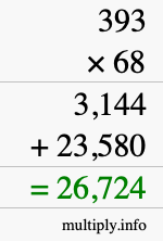 How to calculate 393 times 68 using long multiplication