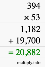 How to calculate 394 times 53 using long multiplication How to calculate 394 times 53 using long multiplication